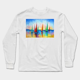 Multi-colored sailboats Long Sleeve T-Shirt